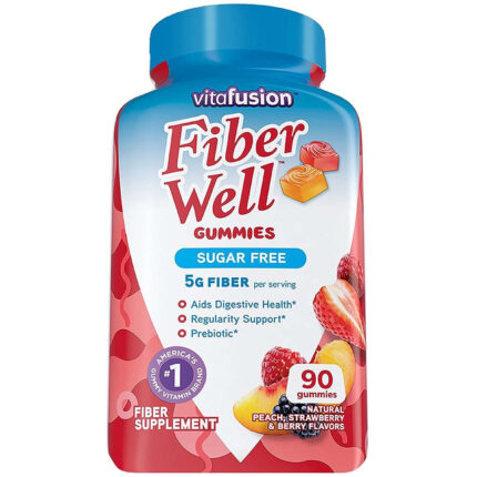 Vitafusion Fiber Well Sugar Free Fiber Supplement, Peach, Strawberry And Blackberry Flavored Supplements, 90 Count